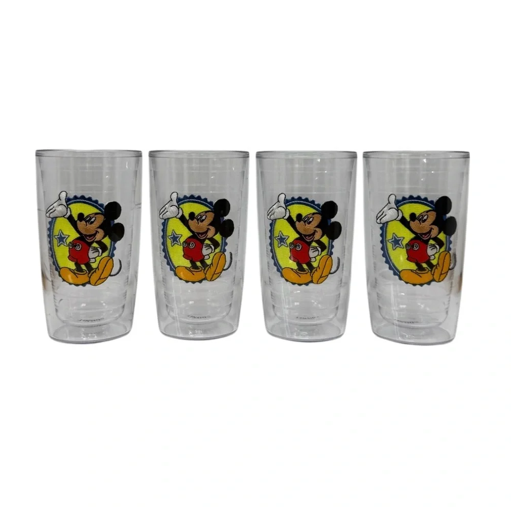 4-Vintage Disney Tervis Mickey Mouse 10oz Tumblers–Made in USA Dishwasher Safe